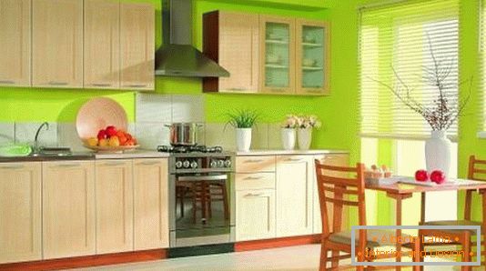 Кухненски дизайн в яркозелен цвят