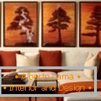 Картини с дървета над дивана