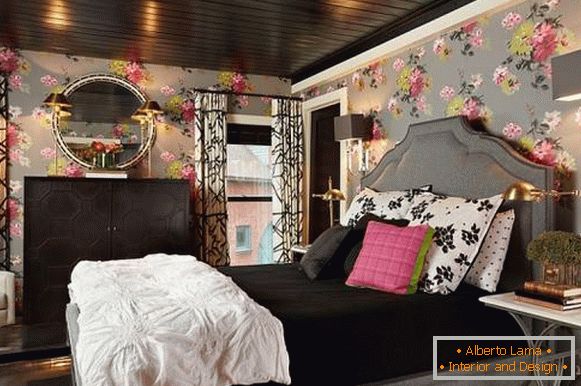 Дизайн на романтична спалня с черни елементи