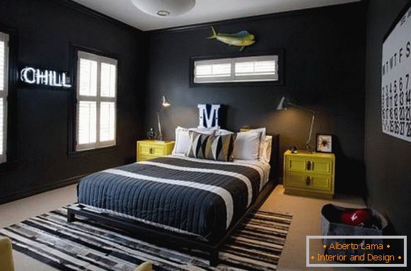 Черно тапет за спалня в модерен стил