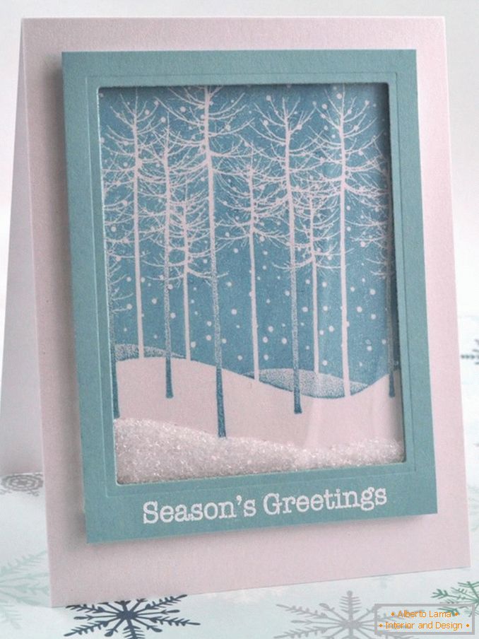 Коледна картичка със сняг