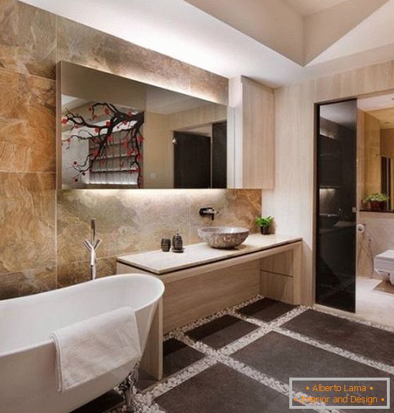 Минималистичен дизайн на баня в азиатски стил