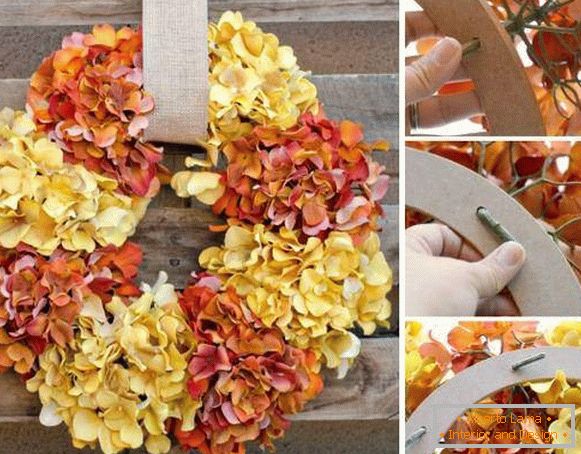 Как да направите произведение на есенния венец от импровизирани материали