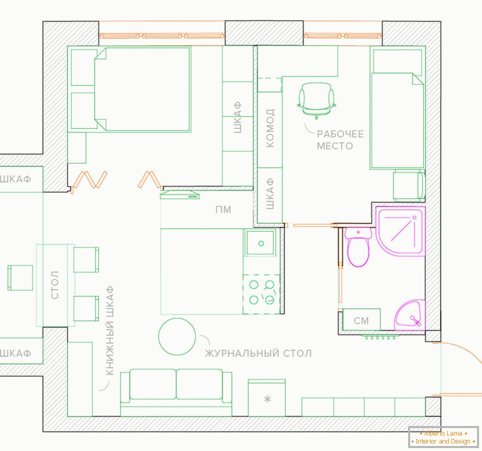 Ремоделиране на едностаен апартамент в апартамент със спалня и детской