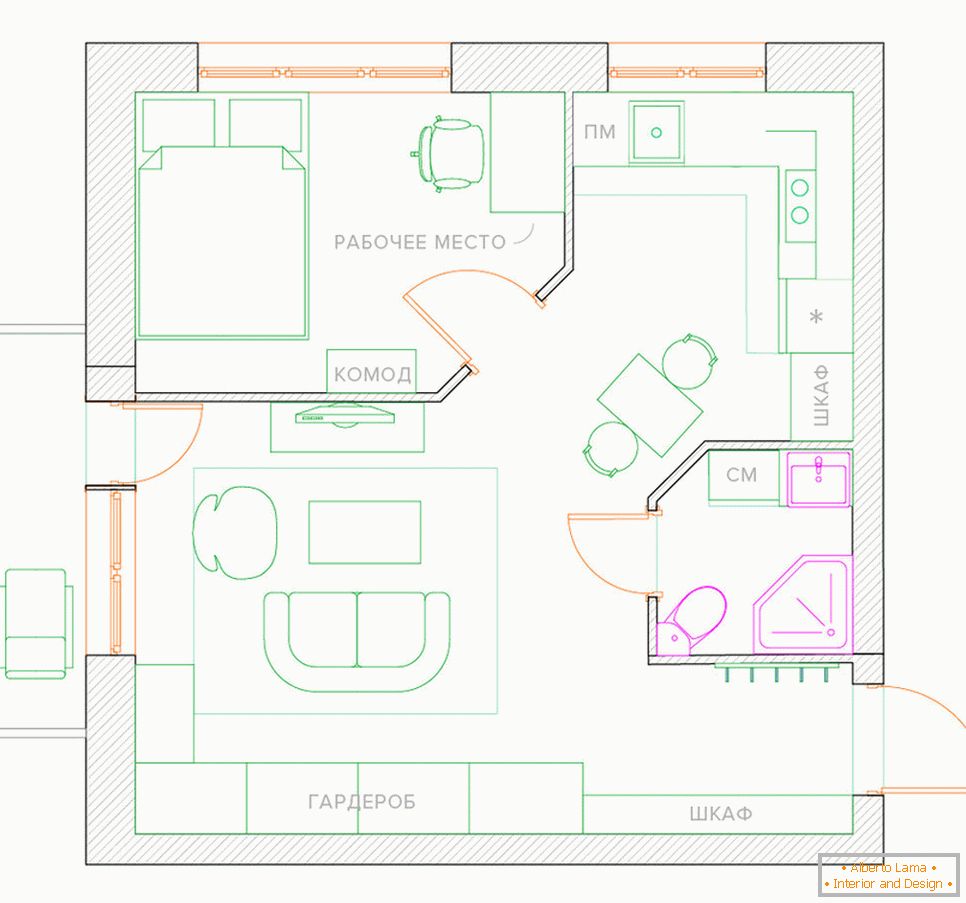 Ремоделиране на едностаен апартамент в апартамент със спалня