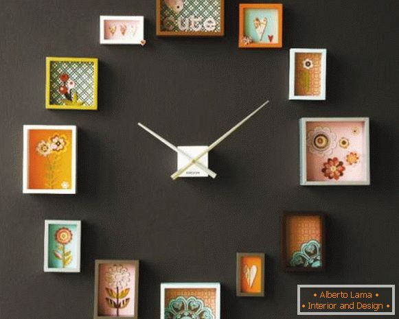 Декорация на стени с ръчно изработени предмети - снимка на стенния часовник