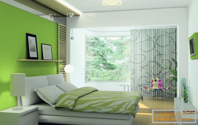 Декорация на спалня в светлозелен цвят