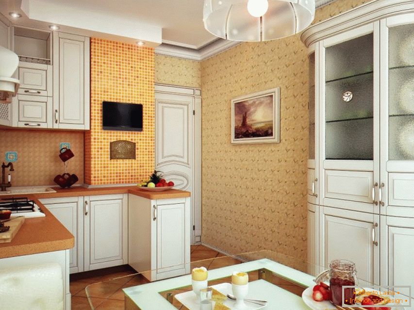 Пример за интериорен дизайн на малка кухня в снимката