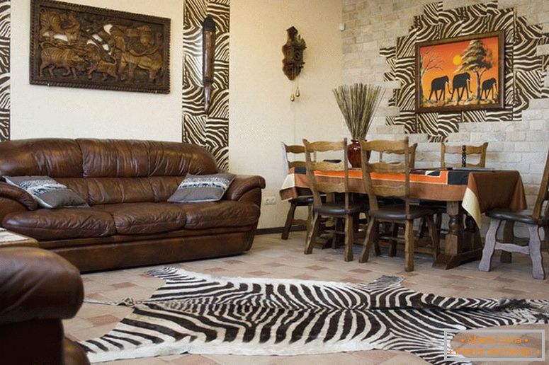 Кожени мебели в интериор в африкански стил