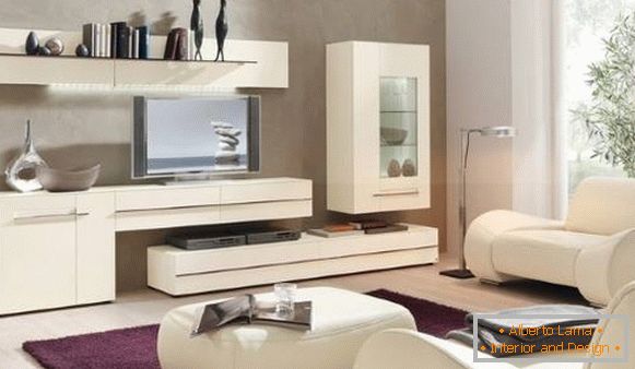 Модулни мебели от бял хол в модерен стил