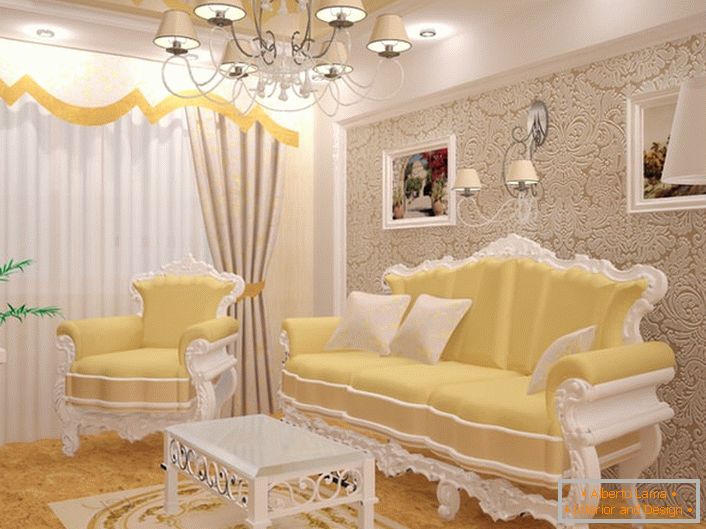 Малка стая за гости в бароков стил. Изящни мебели. Мебелите се избират в най-добрите традиции на бароков стил.