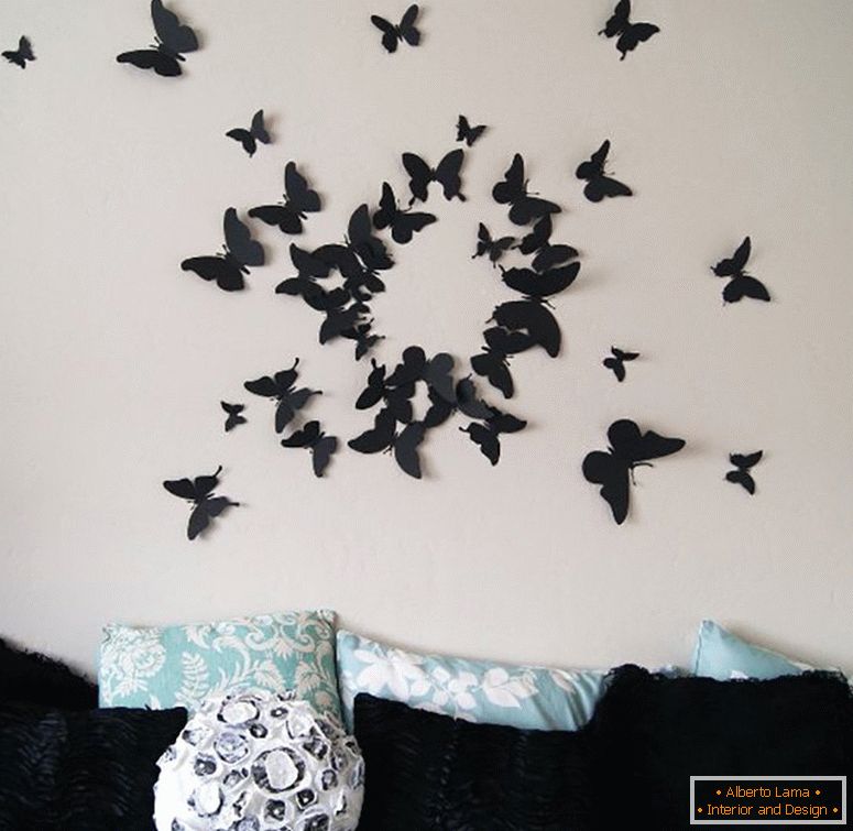 Пеперуди от картон над дивана