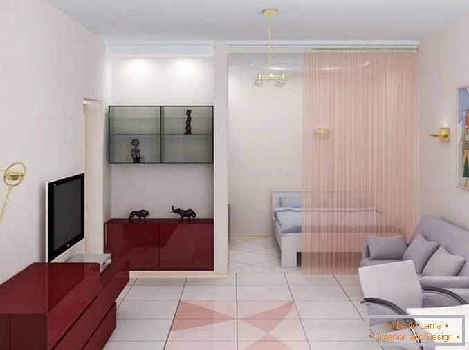 Дизайн на 1-стаен апартамент на Хрушчов с отделна спалня