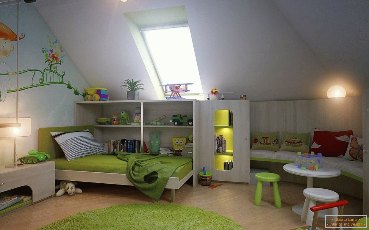 Детска стая на тавана на частна къща