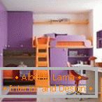 Люляк-оранжев интериор на детската стая