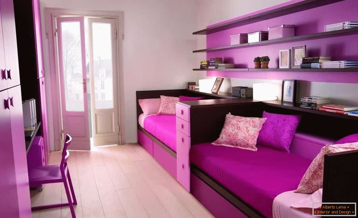 Солиден цвят на мебелите за спални за момичета