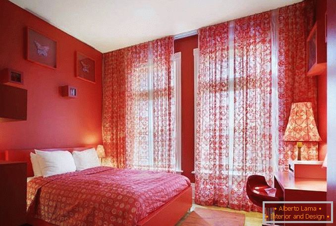 червена бяла спалня дизайн снимка, снимка 16