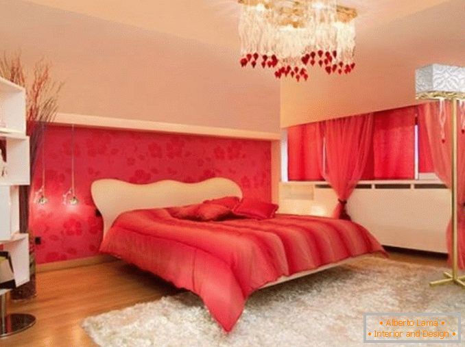 червена бяла спалня дизайн снимка, снимка 17