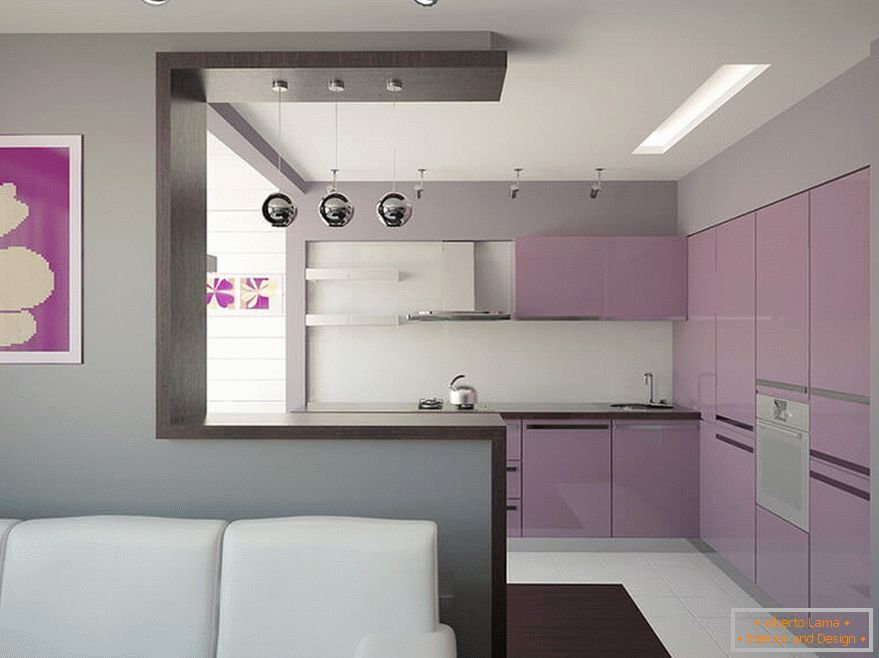 Лилави мебели в кухнята