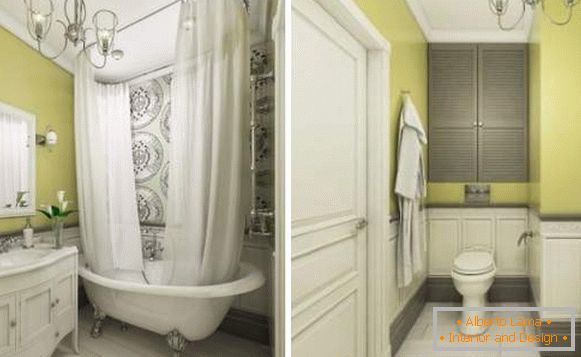 Идеи за проектиране на студио апартаменти 40 кв. М - снимка на баня в класически стил