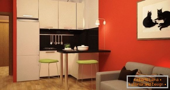 Модерен дизайн студио апартамент 25 кв. М - снимка кухня дневна
