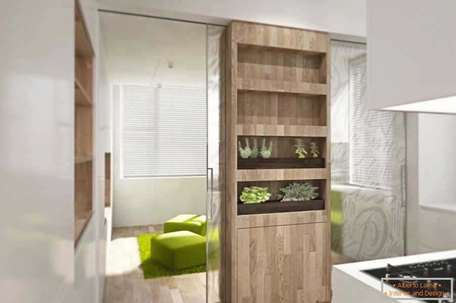 Апартамент дизайн трансформатор: малка кухня