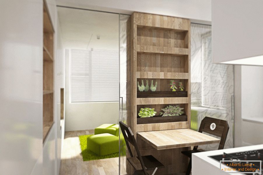 Апартамент дизайн трансформатор: трапезария в кухнята