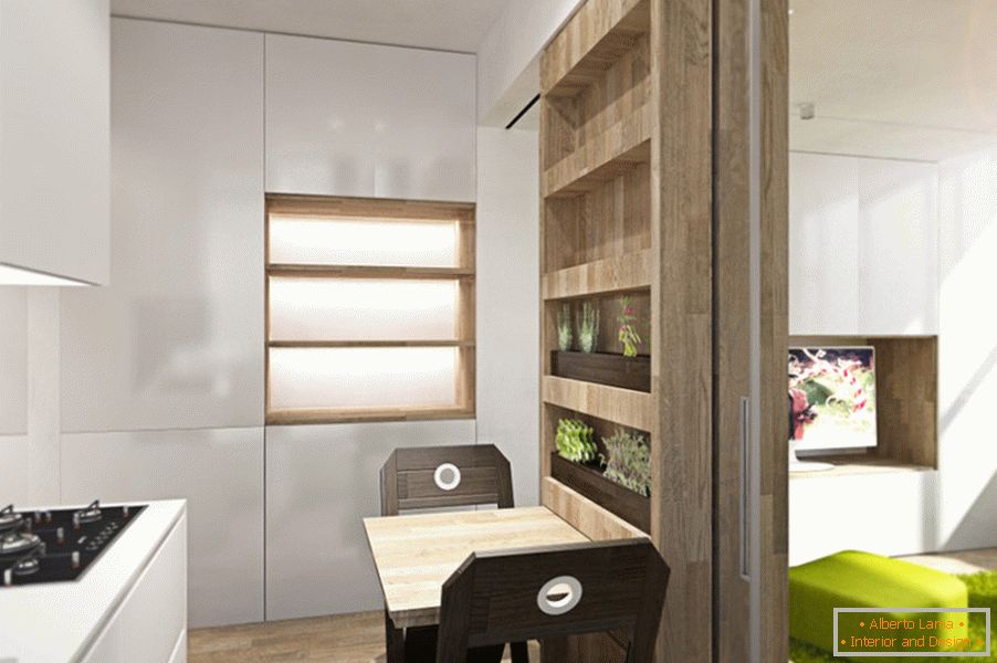 Апартамент дизайн трансформатор: кухня с трапезария