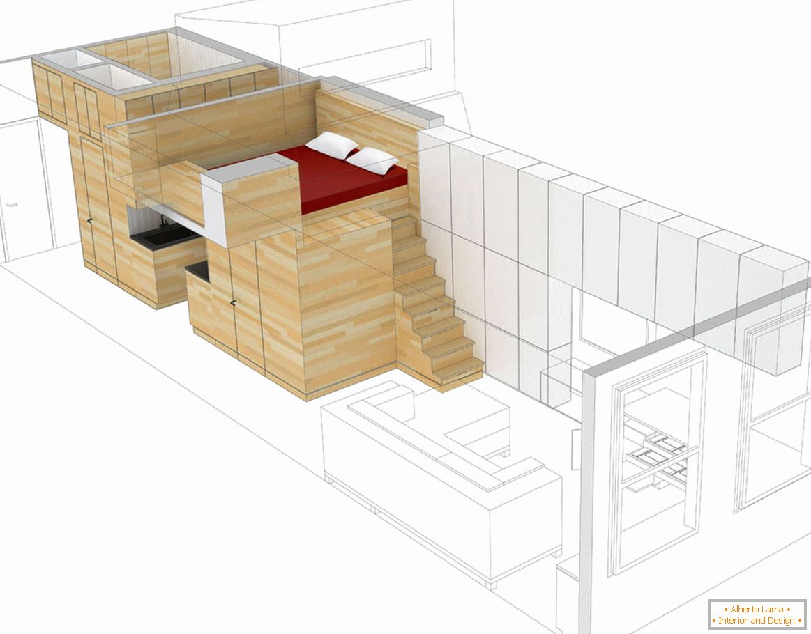 Модел на малък студиен апартамент в Ню Йорк