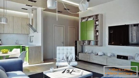 Дизайн на малък студиен апартамент в Хрушчов - снимки в модерен стил
