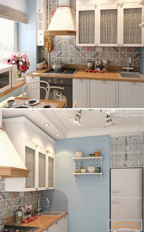 Прованс стил в дизайна на малка кухня 6 квадратни метра снимка