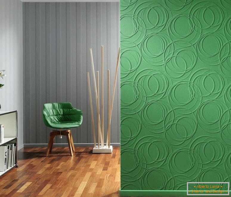 Комбинацията от сиво и зелено на стената