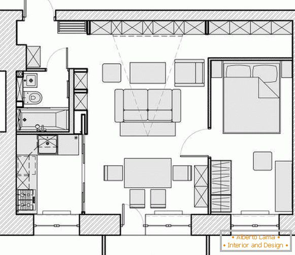 Дизайн на апартамента 40 кв. М. - снимка на помещенията