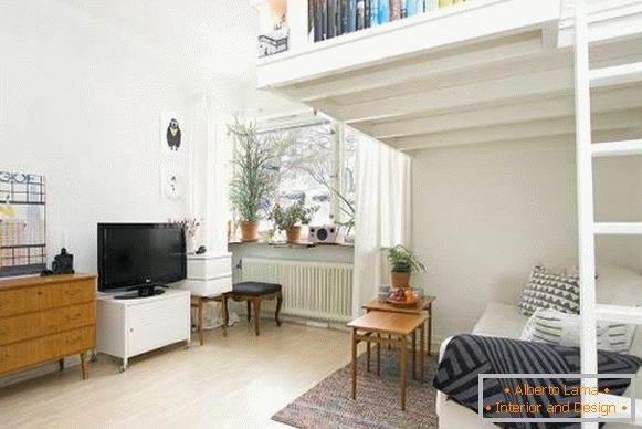 Интелигентен дизайн на едностаен апартамент от 35 кв.м. интериор