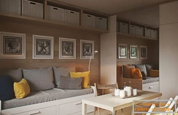 Минималистичен интериорен дизайн на едностаен апартамент от 40 кв.м.