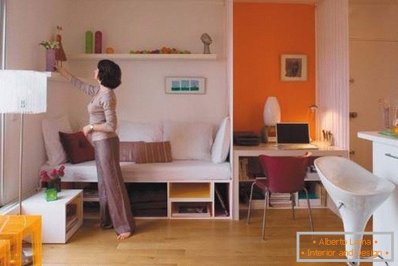 Пространство в модерния дизайн на едностаен апартамент