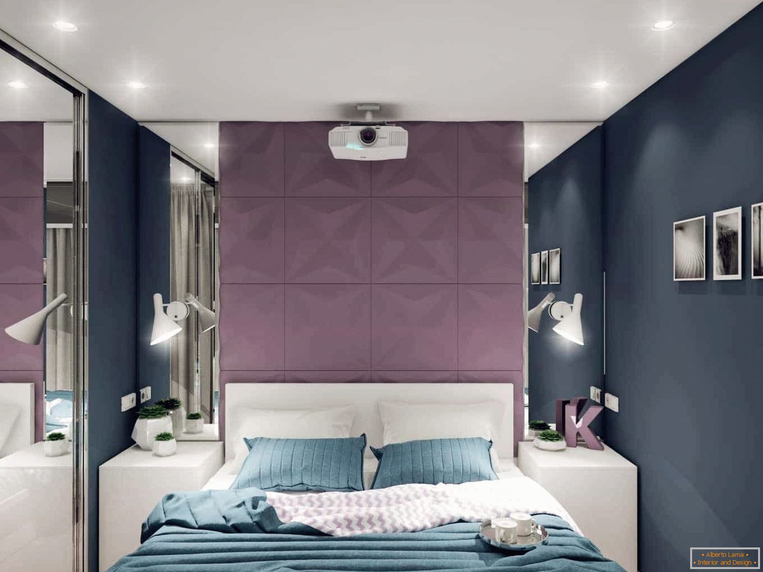Спалня с високотехнологичен стил