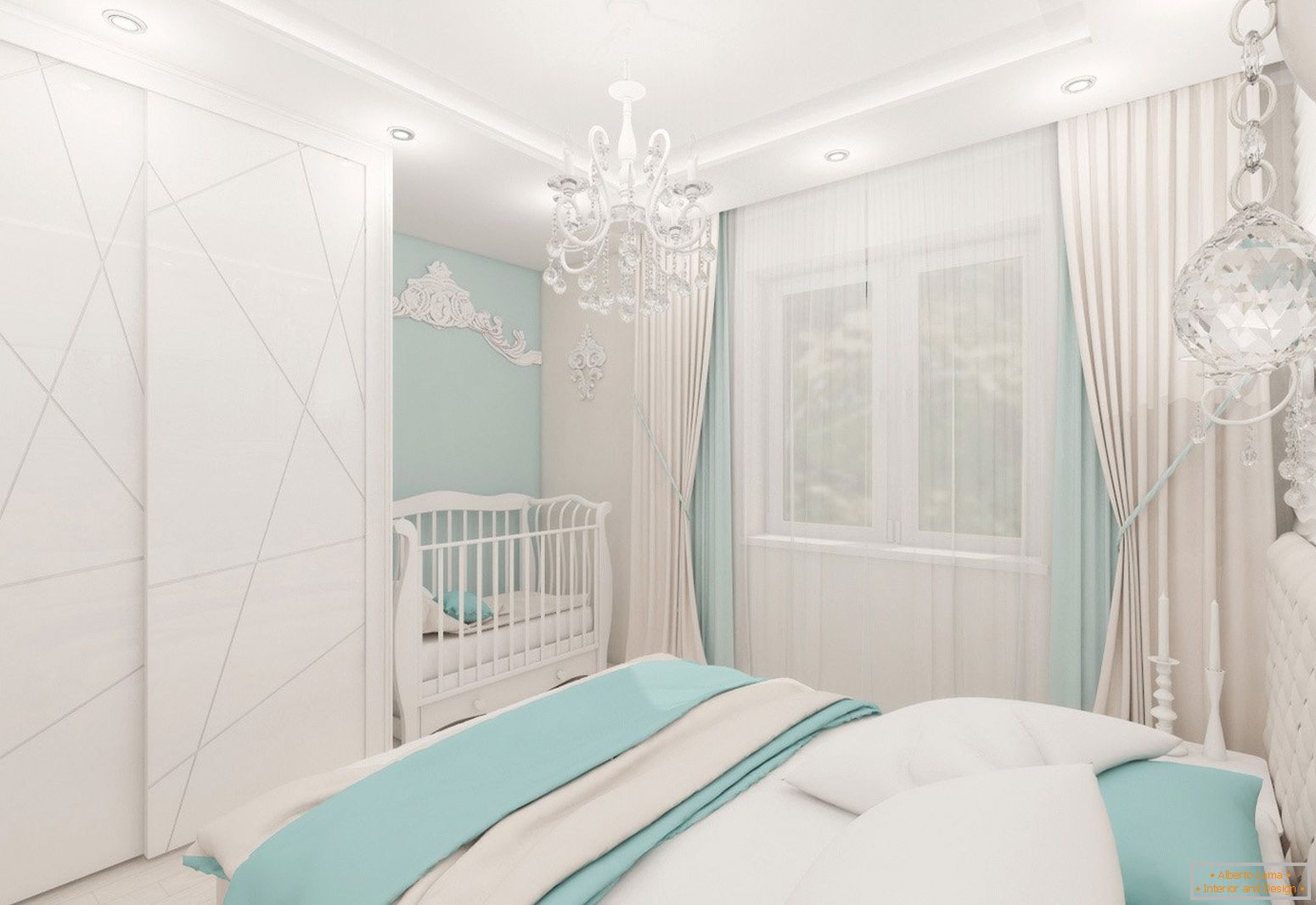Дизайн на спалнята в светли тонове