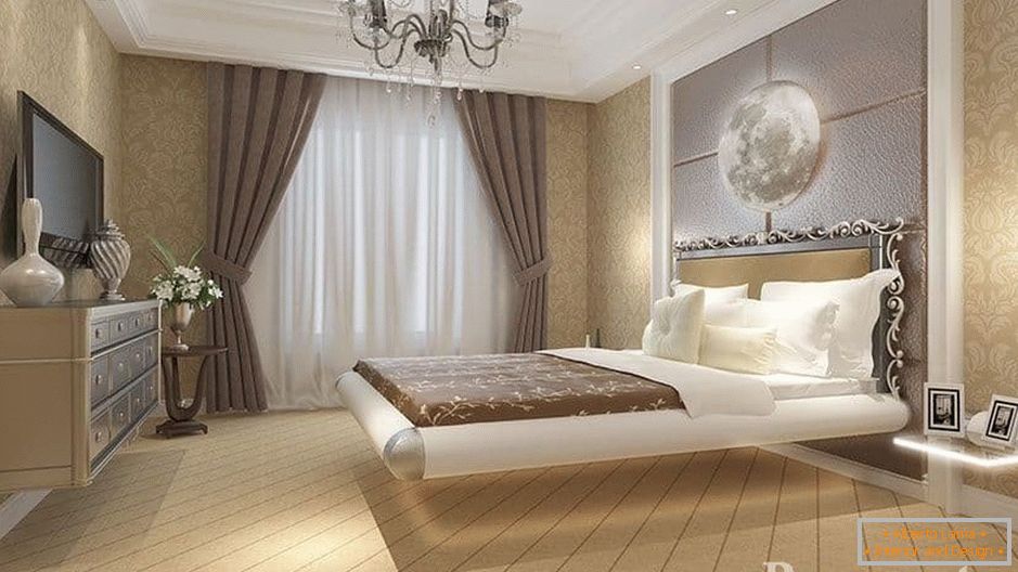 Плаващо легло над спалнята в спалня в класически стил