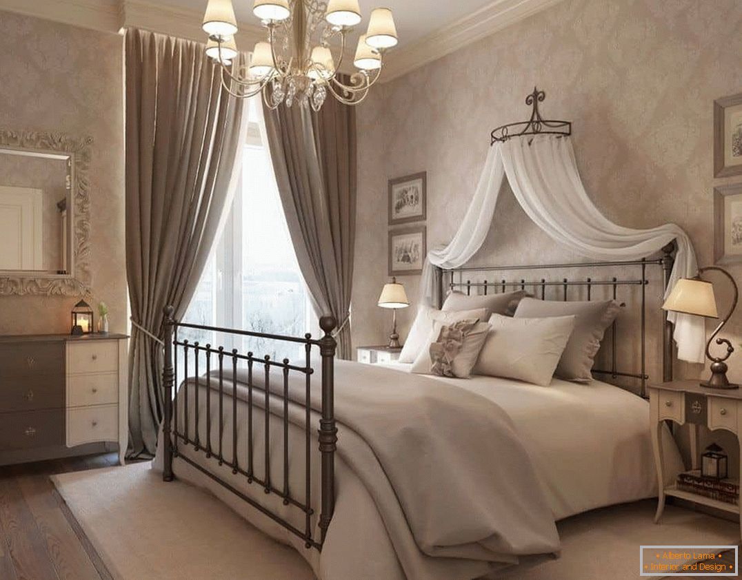 Дизайн на романтична спалня в класически стил