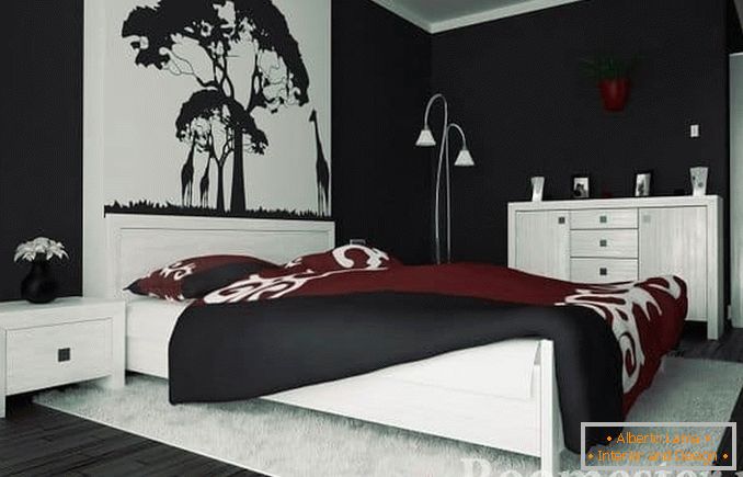 Черно-бяла спалня декорация за класически стил