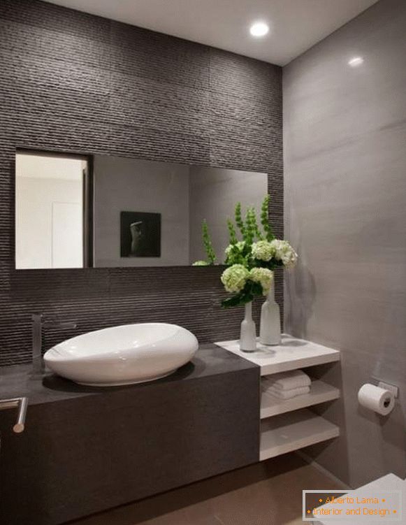 Черно-бял дизайн на тоалетна - снимка на красива стая