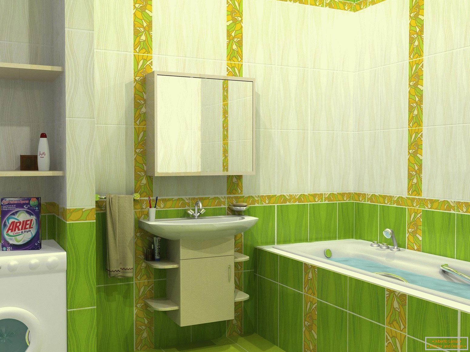 Дизайн на банята в зелени тонове