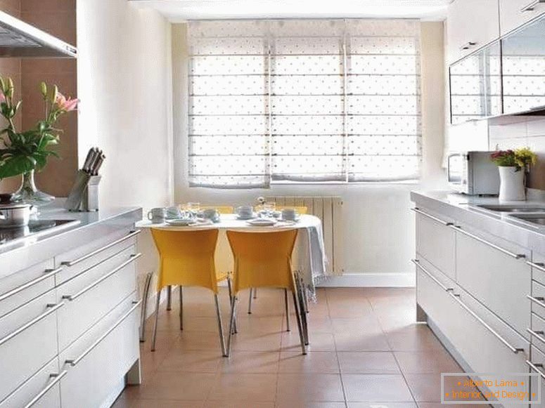 Дизайн на удължена кухня 12 кв м с окном
