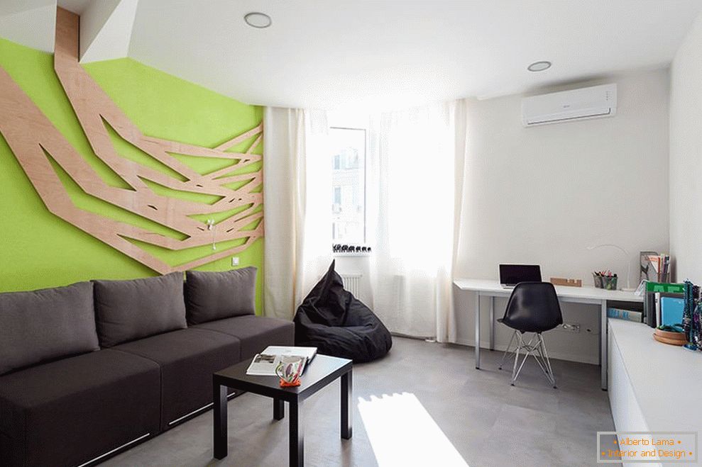 Интериор на стилен едностаен апартамент в Киев