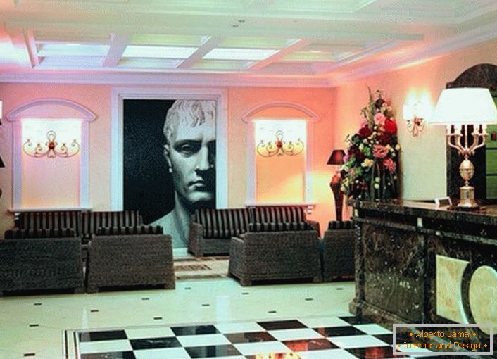 Стилна стая за гости в стила на еклектизма за индивидуалистите, които обичат да насочват към другите достойнството си. Дизайнерът играе умело със светли контрасти.
