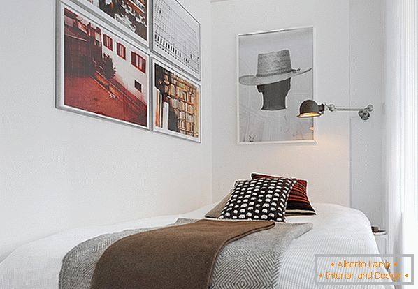 Спалня на луксозни малки апартаменти в Швеция