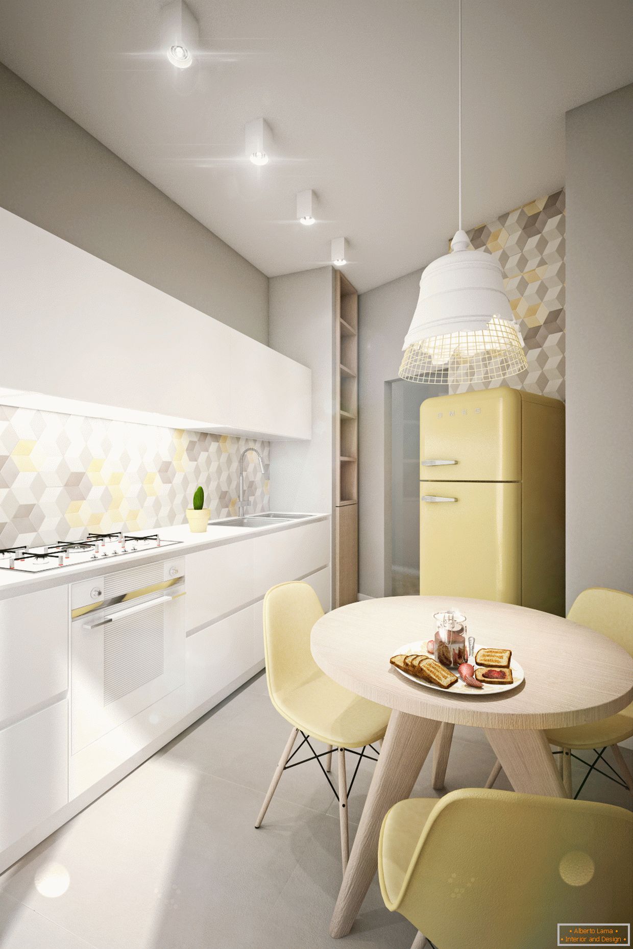 Дизайнерски апартамент в пастелни цветове: кухня