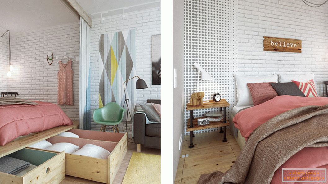 Дизайн в спалня в малък апартамент в Москва