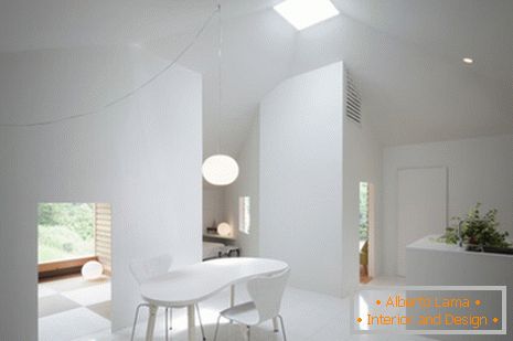 Интериор на малка частна къща в бял цвят